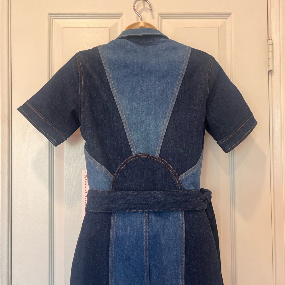 NEW Rare Stoned Immaculate Blue Jean Baby Denim Jumpsuit 70s Flared-Small/4-NWT - Picture 11 of 16